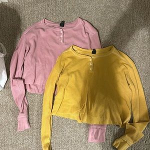 Target loose crop top in pink and yellow